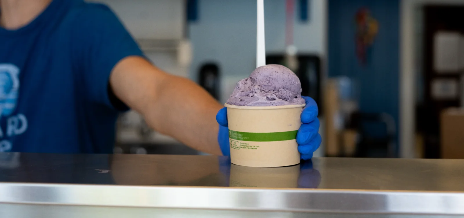 Fresh scoops being served at the counter