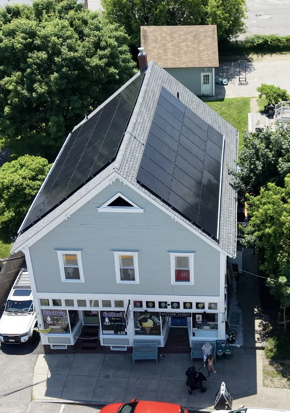 Solar panels on the rooftop of Willard Scoops
